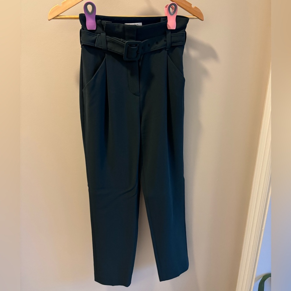 Babaton Dark Green Belted Women's Trousers